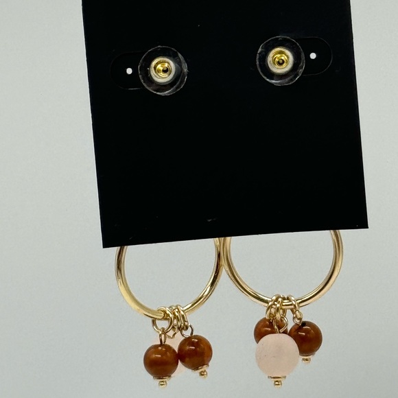 INC Boho Tri-Circle Drop Earrings with Faux Pearl & Dangling Stones on Gold Tone - Picture 7 of 10